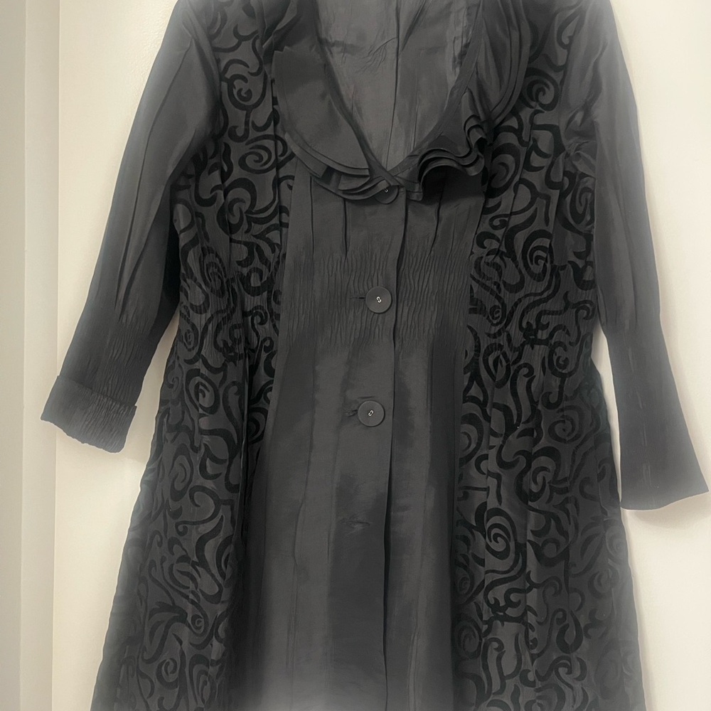 Black Embroidered Cape with Ornate Detailing